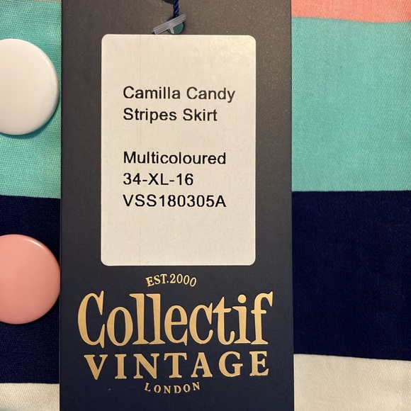 Collectif Camilla Candy Stripes Skirt - Picture 5 of 11